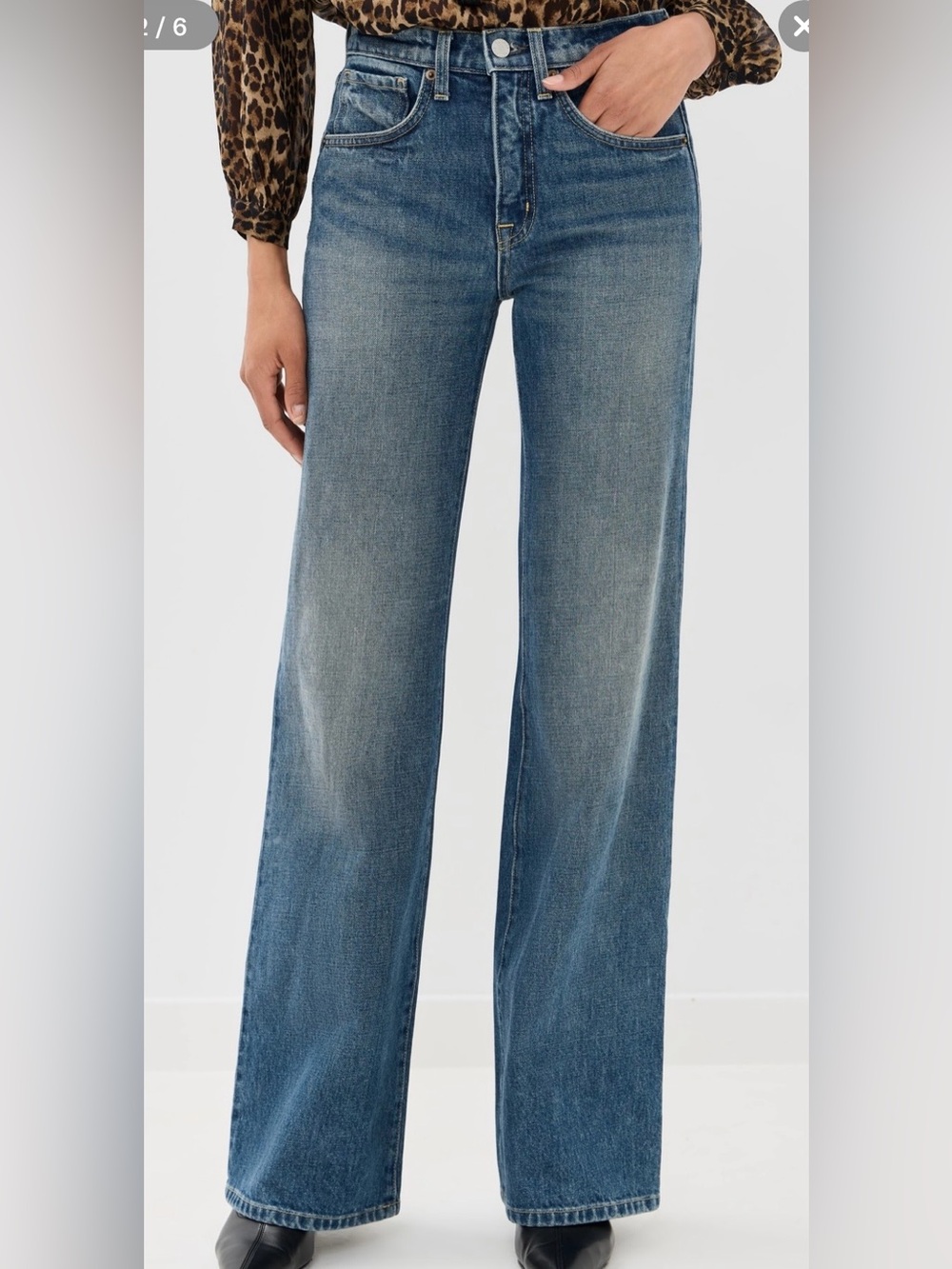 Nili Lotan Blue High-Rise Wide-Leg Jeans Celia style